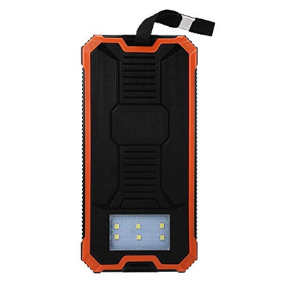 KIMODO Energía Solar 20000mAh Teléfono F Cargador USB Dual a de Agua Batería Banco portátil Cargador de teléfono (Orange, One Size)