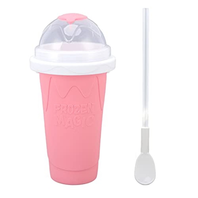 Slushie Maker Cup, Quick Smoothies Cup Quick Frozen Milk Shake Ice Cream Maker(Rosa)