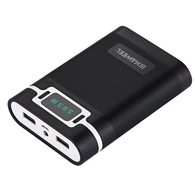 KIMODO 18650 y Estuche Cargador portátil Power Bank Power USB con 2 Box Display Port x Phone Charger (Black, One Size)