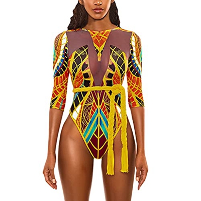 FMOPQ Traje de baño de una Pieza con Estampado de Mujer Push-Up Pad Sujetador Mono Ropa de Playa Traje de baño siamés Bikini brasileño (Color : Yellow