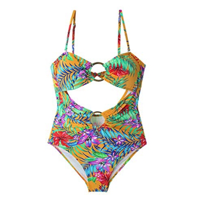 Sexy Halter Traje de baño de una Pieza Impreso Floral Traje de baño Traje de baño de Mujer Traje de baño Traje de baño Ropa de Playa (Size : X-Large)