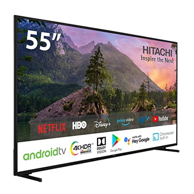 Hitachi 55HAK5350, Android Smart TV 50 Pulgadas, Ultra HD, HDR10, Dolby Vision, Bluetooth, Google Play, Chromecast Integrado, Compatible con Google As