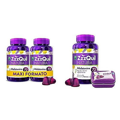 ZzzQuil Natura Pastillas para dormir en formato gominola, a base de melatonina y extractos de lavanda, valeriana y camomila, 72 x3 gominolas + Cajita 