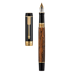 Jinhao 100 mini pluma estilográfica clásica doblada, pluma de madera de tigre fude de tamaño fino a ancho con juego de estuche de metal características