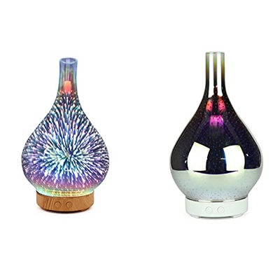 Humidifiers 3D Firework Glass Vase Shape Air Humidifier with 7 Color Led Night Light Aroma Essential Oil Diffuser Mist Maker for Adults