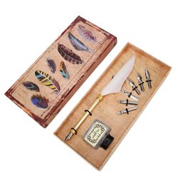 Bolígrafo de Pluma Vintage, Kit de Pluma de Pluma Peso Ligero Conveniente de Usar para Cumpleaños para un Bonito Regalo para el Día de Acción de Graci en oferta