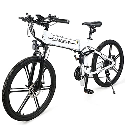 SAMEBIKE LO26-II Bicicleta Electrica Montaña 26 Pulgadas Bicicleta Eléctrica Plegable 48V 10AH Bicicletas Eléctricas Shimano 7 Marchas con Instrumento