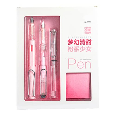 Benkeg Juego de Pluma estilográfica de 0,5 mm con 12 Cartuchos de Tinta 2 Puntas 1 Absorbente de Tinta Excelente Regalo de Escritura para Oficina de