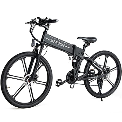 SAMEBIKE LO26-II Bicicleta Electrica Montaña Bicicleta Electrica Plegable 48V 10AH Bicicletas Electricas Shimano 7 Marchas con Instrumento LCD a Color