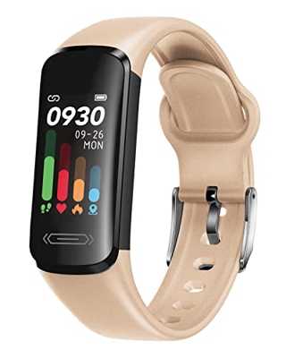 HUAKUA Pulsera Actividad Inteligente Impermeable IP68 con Pulsómetro, Monitor de Actividad Deportiva, Reloj Deportivo con Podómetro (Amarillo)