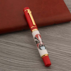 Pluma Fuente Fuente de Negocios Pen cerámica roja Black Facial Facial Peking Opera Papelería Suministros de Tinta de Metal Pen (Color : Red, Nib Size  precio