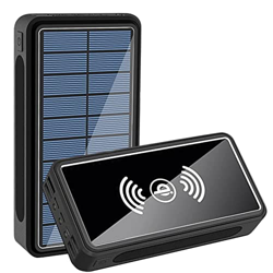 LCYFBE Cargador Solar 30000mAh Batería Externa Inalámbrica Power Bank USB C Carga Rápida Cargador Portátil Movil con 5 Salidas y Linterna LED para Tel características