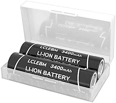 2PCS 3400mAh 3.7V Batería Recargable de Parte Superior Plana de Alto Drenaje con Cargador de batería USB para batería 20A para Foco, Timbre, Ventilado