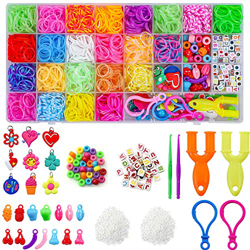 Pulseras Gomas, Elekin DIY Gomas para Purseras, 2000 Comitas Elásticas Plásticas Cuantas con 360pcs Goma Arcoíris para Collares de Colores Goma de Jug características