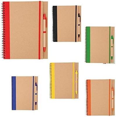 Pack de 30 Bloc de Notas Libretas con Bolígrafo Incluido Cartón Reciclado 100% Kraft - 60 Hojas - Libretas, libretitas originales y baratas, handmade,