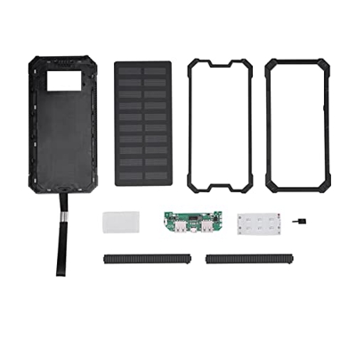 Uadme Banco de energía Solar - Portable 20000mAh Carga rápida Dual USB Polar Mobile Power Bank Case DIY Kit(Negro)