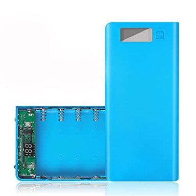 Dual USB 8X 18650 baterías DIY Power Bank Box, Soporte, Cargador, luz LED, Adaptador de Corriente para Tableta de teléfono móvil (Azul)