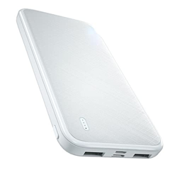 Banco de energía 10000 mAh Slim Power Batería externa portátil 10000 Mah Dual USB Led Powerbank para indicador Smart Phone Tablet White2 en oferta