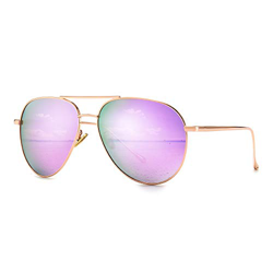 SUNGAIT Gran Tamaño Gafas de Sol Ligeras para Mujer con Lente Polarizada Espejada (Grande: Marco Oro Rosa /Lente Reflejado Rosado Morado, 60) en oferta