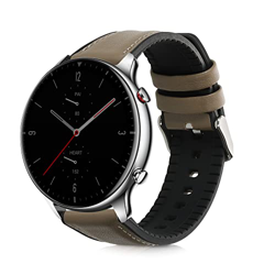 kwmobile Pulsera Compatible con Huami Amazfit GTR (47mm) / GTR 2 - Correa Verde Oliva de Cuero y Silicona para smartwatch en oferta