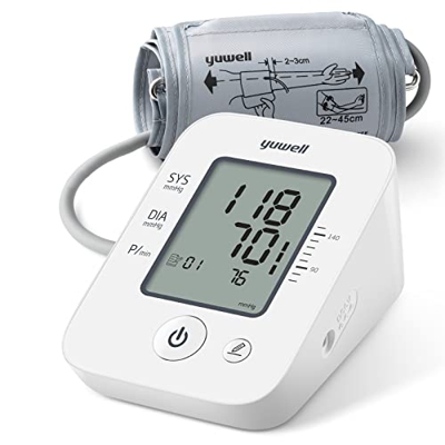 yuwell Tensiómetro de Brazo, Medición precisa de la Presión Arterial y el Pulso con Función de Memoria y Función de indicación de latidos irregulares,