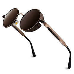 GQUEEN Gafas de Sol Hombre y Mujer Retro Polarizadas Redondas Círculo Vintage Metálico Steampunk Protección UV400 precio