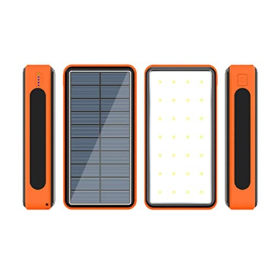 ALCR Banco De Energía Solar De 80000mah, Cargador PortáTil Batería Externa De Gran Capacidad 4 Puerto USB Banco De Energía De Luz para TeléFono Orange