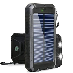 Banco De Energía PortáTil Solar De 80000mah, Cargador a Prueba De Agua Pantalla Digital Batería Externa 2 USB Led para Carga De TeléFono Black en oferta