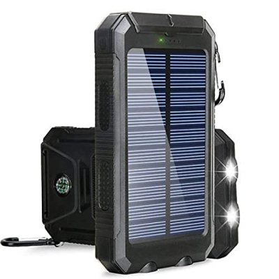 Banco De Energía PortáTil Solar De 80000mah, Cargador a Prueba De Agua Pantalla Digital Batería Externa 2 USB Led para Carga De TeléFono Black