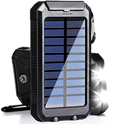 Banco De Energía Solar De 20000mah, Gran Capacidad con Linternas Led Batería Externa De Viaje Al Aire Libre para Cargador PortáTil De TeléFono MóVil B en oferta