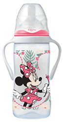 Tigex Biberón de 3 velocidades con asas extraíbles, +6 meses, 300 ml, tetina de silicona, anticólicos, libre de BPA, Disney Minnie Mouse, rosa características