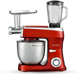 Robot de cocina amasadora planetaria 3 en 1 picadora de carne batidora 2100 W 7,5 L + set de cuchillos (rojo) en oferta