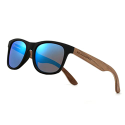 WOODONLY Gafas de sol polarizadas de madera retro - estilo de moda marco mate Regalos perfectos para hombres y mujeres (Azul, Nuez) en oferta