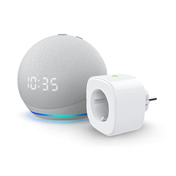 Echo Dot (4.ª generación) con reloj, Blanco + Meross Smart Plug (enchufe inteligente WiFi), compatible con Alexa - Kit de inicio de Hogar digital precio