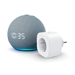 Echo Dot (4.ª generación) con reloj, Azul grisáceo + Meross Smart Plug (enchufe inteligente WiFi), compatible con Alexa - Kit de inicio de Hogar digit precio