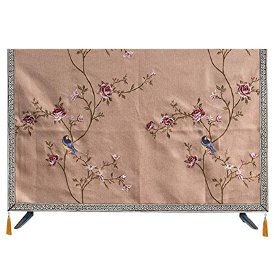 Wall-Mounted Chinese Style Fabric TV Cover 55 Inch LCD TV Cover Cover Washable(Size: 50 in Color: Gules) (Khaki 45 in)