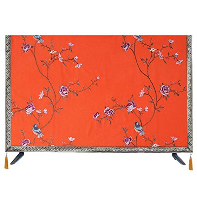 Wall-Mounted Chinese Style Fabric TV Cover 55 Inch LCD TV Cover Cover Washable(Size: 50 in Color: Gules) (Guerles 43 in)