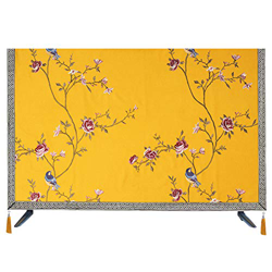 Wall-Mounted Chinese Style Fabric TV Cover 55 Inch LCD TV Cover Cover Washable(Size: 50 in Color: Gules) (Yellow 65 in) en oferta