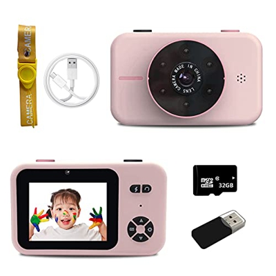 Cámara digital para niños con pantalla grande de 2,4 pulgadas, 1080P HD, con tarjeta SD de 32 GB, USB, recargable, para niños de 3 a 10 años, juguete 