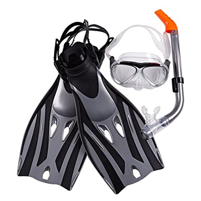 QHYXT Máscara de Buceo Gafas de esnórquel Gafas antivaho Juego de Aletas de Buceo Equipo de natación Seguro Profesional (Negro S)