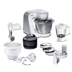 Bosch MUM5 CreationLine - Robot de cocina MUM5824C, multiusos, cuenco grande de acero inoxidable (3,9 L), batidora de cristal, picadora de carne, 1000 características