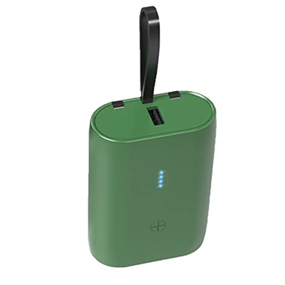 Mini Mobile Power Bank Small and Super Large Capacity 10000 Mah Power Bank with Cable Fast Charging 22.5W White (Green)