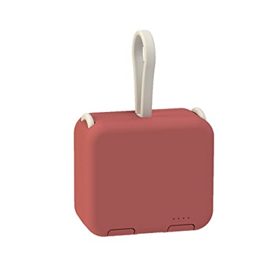 Folding Back Clip Power Bank with Cable Ultra-Thin Compact Portable Mini Handbag Small Creative for Girls Green (Red)