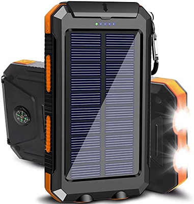 Banco De Energía Solar De 20000mah con Linternas Led Batería Externa De Viaje Al Aire Libre, Utilizada para Cargador PortáTil De TeléFono MóVil De Gra