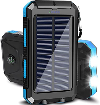 Banco De Energía Solar De 20000mah con Linternas Led Batería Externa De Viaje Al Aire Libre, Utilizada para Cargador PortáTil De TeléFono MóVil De Gra