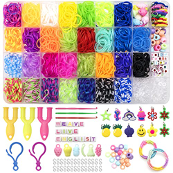 LURICO DIY Gomas Loom Bandas Conjunto, Gomas para Hacer Pulseras, 1600+ Bandas de Goma, Pulseras de Goma,Caja Pulseras Gomas Bandas de Silicona para N características