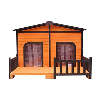 FMOPQ Heavy Duty Large Dog Kennel Wood Dog Houses Outdoor Weatherproof Dog Houses Extra Large Dog Kennel Elevated Pet Shelter W Porch Deck
