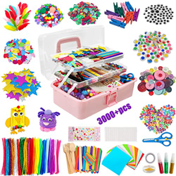 Kit Manualidades Niños 3000+PCS, DIY Creativo Kit Manualidades Material, Limpiapipas, Pompoms, Varillas, Wiggle Eye, Cuentas, Lentejuelas, Juego Creat características