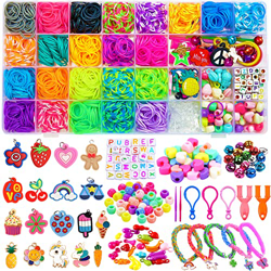 Lubibi Pulseras Gomas,DIY Gomas para Purseras, 1850 Comitas Elásticas Plásticas Cuantas para Collares de Colores Goma de Juguete para Niños de Anillos en oferta