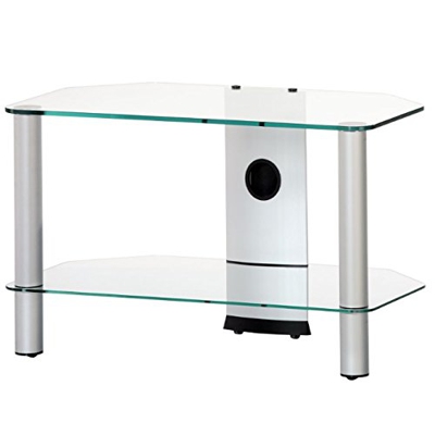 SONOROUS - Mueble TV con Ruedas. 70 cms de Ancho y 2 estantes. Vidrio Transparente/Chasis Color Gris. Ref. Neo 270 T+G